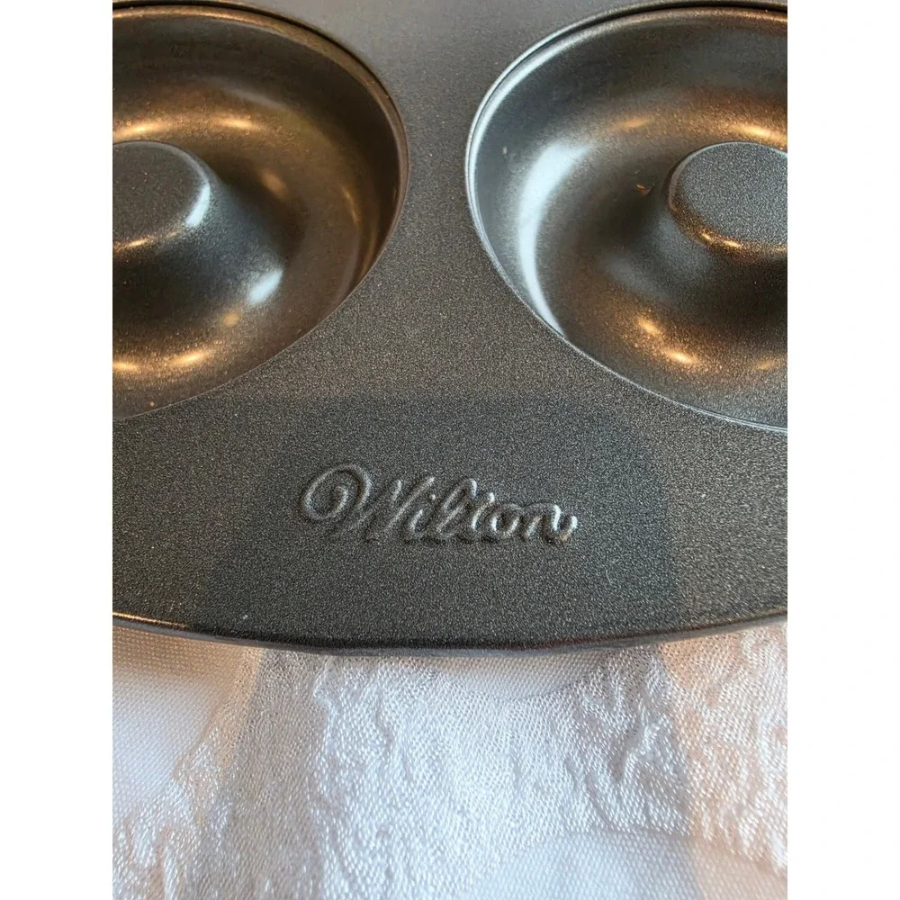 Wilton Non-Stick 6-Cavity Donut Baking Pans Set of 2 Grey Steel 2105-0565